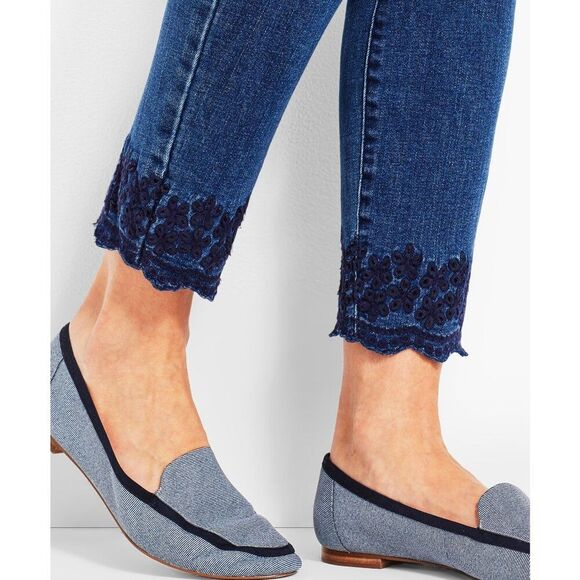 Talbots Jeans Size 8 Flawless Mid-Rise Slim Ankle Scalloped Detail - Picture 3 of 12